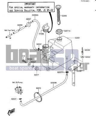 KAWASAKI - JS300 1987 - Body Parts - OIL TANK - 92037-1173 - CLAMP,SPARK PLUG CAP