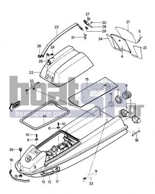 KAWASAKI - JS440 1987 - Frame - Hull/Engine Hood(JS440-A11/A12/A13) - 53004-3702 - MAT,DECK FIN,LH