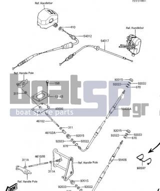 KAWASAKI - X2 1987 - Πλαίσιο - CABLES (JF650-A1) - 311R0500 - NUT-HEX,5MM