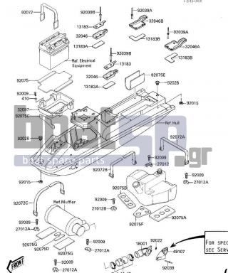 KAWASAKI - X2 1987 - Frame - HULL FITTINGS (JF650-A1) - 92072-3706 - BAND,BATTERY,L=366