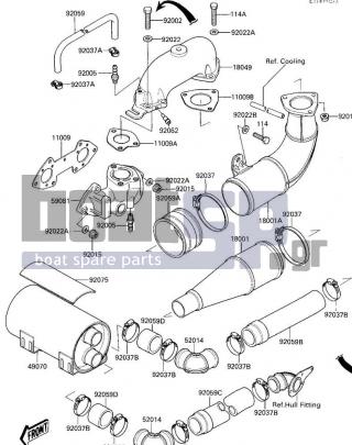 KAWASAKI - X2 1987 - Exhaust - MUFFLER (JF650-A2) - 92037-509 - CLAMP