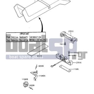 KAWASAKI - X2 1987 - Body Parts - SEAT (JF650-A1) - 27012-3709 - HOOK