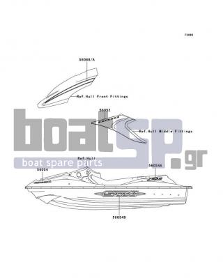 KAWASAKI - STX 2009 - Body Parts - Decals(D9F) - 56054-3724 - MARK,DECK,KAWASAKI