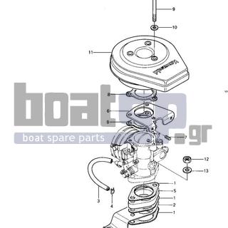 KAWASAKI - JS550 1985 - Engine/Transmission - CARBURETOR BRACKETS/FLAME ARRESTER