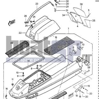 KAWASAKI - JS550 1985 - Frame - HULL/ENGINE HOOD (JS550-A3/A4)