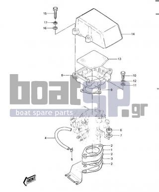 KAWASAKI - JS440 1983 - Engine/Transmission - CARBURETOR BRACKETS/FLAME ARRESTER ('82- - 92001-3022 - BOLT,6X30