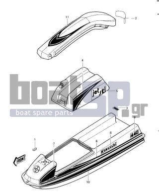 KAWASAKI - JS440 1983 - Frame - LABELS (JS440-A7) - 56030-3058 - LABEL,HANDLE-POLE RED