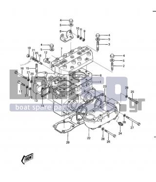 KAWASAKI - JS550 1983 - Engine/Transmission - CYLINDER HEAD/CYLINDER - 11005-3030-YR - CYLINDER-ENGINE