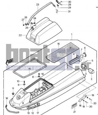 KAWASAKI - JS550 1983 - Frame - HULL/ENGINE HOOD (JS550-A1/A2) - 11012-3724 - CAP,FIRE EXT.BLACK