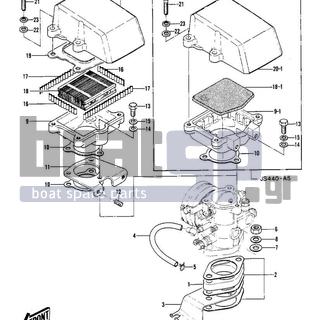 KAWASAKI - JS440 1981 - Engine/Transmission - CARBURETOR BRACKETS/FLAME ARRESTER ('79- - 92037-1173 - CLAMP,SPARK PLUG CAP