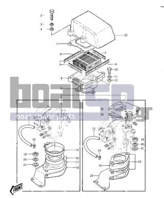 KAWASAKI - JS440 1980 - Engine/Transmission - CARBURETOR BRACKETS/FLAME ARRESTER ('77- - 92037-1173 - CLAMP,SPARK PLUG CAP