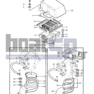 KAWASAKI - JS440 1978 - Engine/Transmission - CARBURETOR BRACKETS/FLAME ARRESTER ('77-