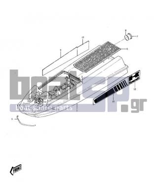 KAWASAKI - JS400 1976 - Frame - HULL - 56027-520 - LABEL-HULL-LEFT