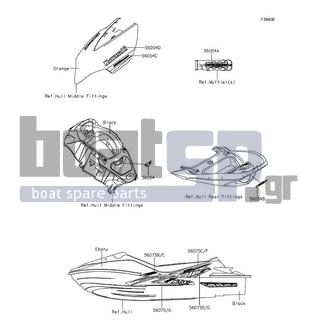 KAWASAKI - JET SKIΒ® ULTRAΒ® 310X SE 2016 - Body Parts - Decals(PGF) - 56075-0881 - PATTERN,HULL,RH