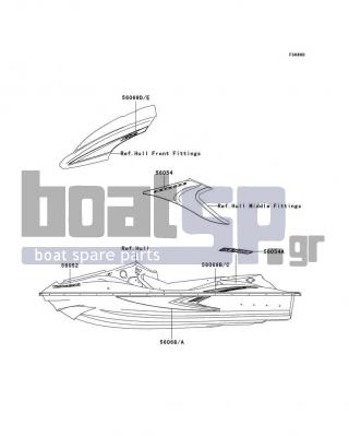 KAWASAKI - STX-15F 2008 - Body Parts - Decals(C.T.Blue)(A8F) - 56054-3702 - MARK,SIDE COVER,4 STROKE