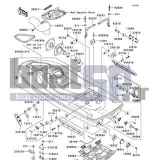 KAWASAKI - STX-15F 2008 - Frame - Hull(A6F-A8F) - 59437-3743-6Z - STABILIZER,LH,F.BLACK