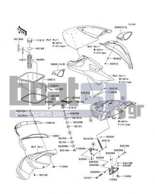 KAWASAKI - ULTRA 250X 2008 - Frame - Hull Front Fittings(B8F) - 56001-3725-777 - MIRROR-ASSY,LH,L.GREEN