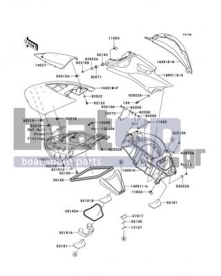 KAWASAKI - ULTRA 250X 2008 - Πλαίσιο - Hull Middle Fittings - 14091-3781-16F - COVER,SIDE,RH,BLUE