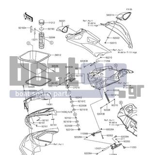 KAWASAKI - JET SKIΒ® ULTRAΒ® 310X SE 2016 - Frame - Hull Front Fittings - 11056-3725 - BRACKET