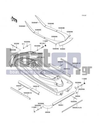 KAWASAKI - ULTRA 250X 2008 - Body Parts - Pads - 59504-3732-AG - INSERT-BOAT FENDER,RR,F.SILVER