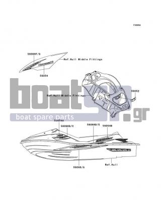 KAWASAKI - ULTRA LX 2008 - Εξωτερικά Μέρη - Decals(C8F) - 56068-3751 - PATTERN,HULL,LH