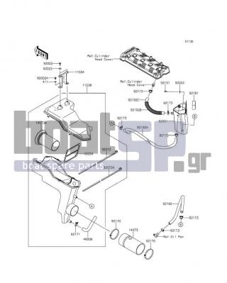 KAWASAKI - JET SKIΒ® ULTRAΒ® 310X SE 2016 - Frame - Intake Silencer - 92192-3854 - TUBE,HEAD-OIL TANK