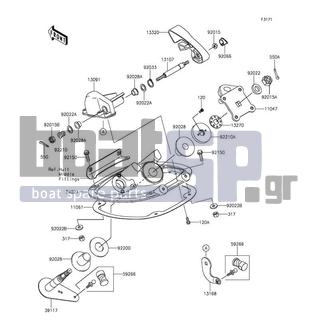 KAWASAKI - JET SKIΒ® STXΒ®-15F 2016 - Body Parts - Handle Pole - 92015-3805 - NUT,CASTLE,14MM