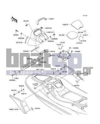 KAWASAKI - STX-12F 2007 - Frame - Hull Middle Fittings - 39043-3703 - CROSSMEMBER-COMP