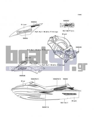 KAWASAKI - ULTRA 250X 2007 - Body Parts - Decals(Blue)(B7F)