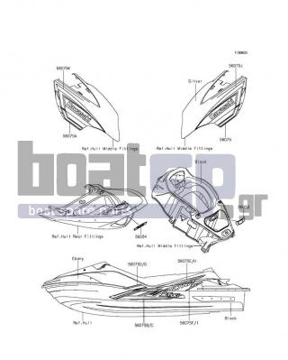 KAWASAKI - JET SKIΒ® ULTRAΒ® LX 2016 - Body Parts - Decals(Ebony)(KGF)