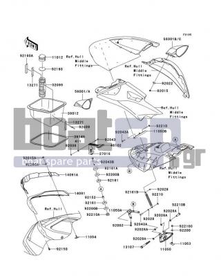 KAWASAKI - ULTRA 250X 2007 - Frame - Hull Front Fittings(B7F) - 92043-3732 - PIN,6X27.5