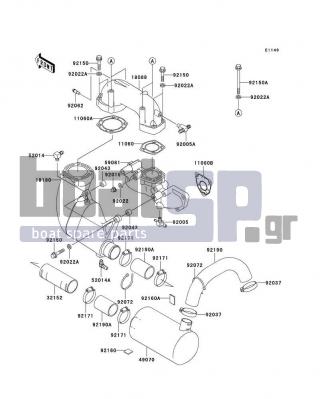 KAWASAKI - 900 STX 2006 - Εξατμίσεις - Muffler(s) - 92190-3938 - TUBE,MUFFLER-TAILPIPE