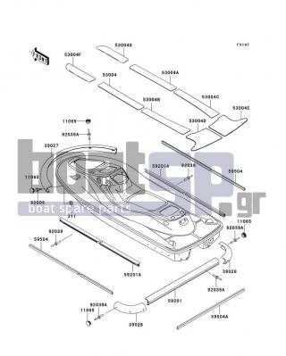 KAWASAKI - 900 STX 2006 - Body Parts - Pads - 53004-3855 - MAT,DECK,MIDDLE,RH