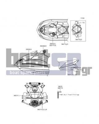 KAWASAKI - JET SKIΒ® ULTRAΒ® LX 2016 - Frame - Labels - 56071-0403 - LABEL-WARNING,GRAB,HANDLE,STEP