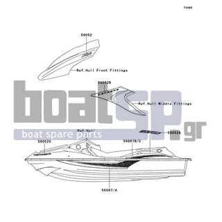 KAWASAKI - STX-15F 2006 - Body Parts - Decals(F.Red)(A6F) - 56052-3816 - MARK,HANDLE COVER,JET SKI