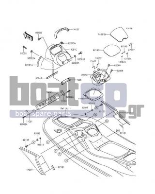 KAWASAKI - JET SKIΒ® STXΒ®-15F 2016 - Frame - Hull Middle Fittings - 92160-3933 - DAMPER