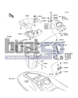 KAWASAKI - 1200 STX-R 2005 - Frame - Hull Front Fittings(C2) - 92039-3783 - RIVET