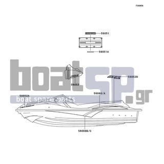 KAWASAKI - 900 STX 2005 - Body Parts - Decals(White)(E2) - 56052-3793 - MARK,HANDLE COVER,JET SKI