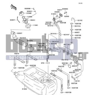 KAWASAKI - 900 STX 2005 - Body Parts - Fuel Tank - 92191-3932 - TUBE,TANK-TAP(RES)