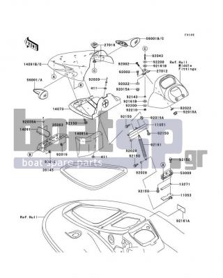 KAWASAKI - 900 STX 2005 - Frame - Hull Front Fittings - 92150-3729 - BOLT,6X18