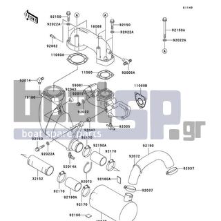 KAWASAKI - 900 STX 2005 - Εξατμίσεις - Muffler(s) - 92190-3950 - TUBE,CHAMBER-MUFLLER