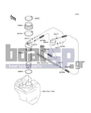 KAWASAKI - STX-12F 2005 - Electrical - Fuel Pump - 92192-3736 - TUBE,7.5X13.5X460