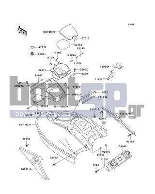 KAWASAKI - ULTRA 150 2005 - Frame - Hull Middle Fittings - 92022-3041 - WASHER,5X16X1.5