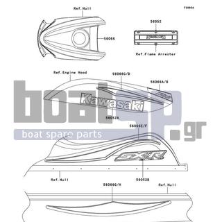 KAWASAKI - 800 SX-R 2004 - Body Parts - Decals(Green)(A2) - 56066-3800 - PATTERN,HULL,LH