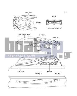 KAWASAKI - 800 SX-R 2004 - Body Parts - Decals(Red)(A2) - 56052-3807 - MARK,KAWASAKI