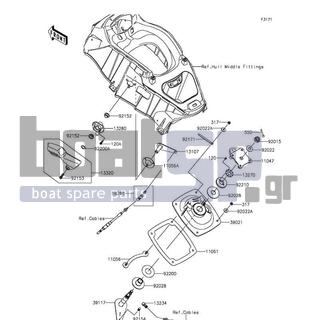 KAWASAKI - JET SKIΒ® ULTRAΒ® 310LX 2015 - Εξωτερικά Μέρη - Handle Pole - 92200-3718 - WASHER,32.5X70X2