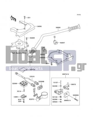 KAWASAKI - 800 SX-R 2004 - Body Parts - Handlebar - 39058-3743-6Z - HANDLE-COMP,F.BLACK