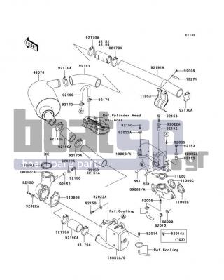 KAWASAKI - 800 SX-R 2004 - Exhaust - Muffler(s) - 11060-3714 - GASKET,MUFFLER CHAMBER