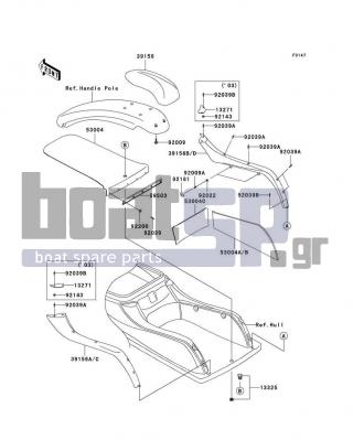 KAWASAKI - 800 SX-R 2004 - Body Parts - Pads - 53004-3877 - MAT,DECK,LH