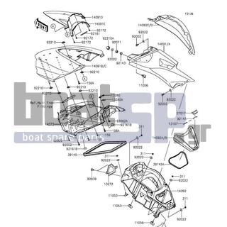 KAWASAKI - JET SKIΒ® ULTRAΒ® 310LX 2015 - Frame - Hull Middle Fittings